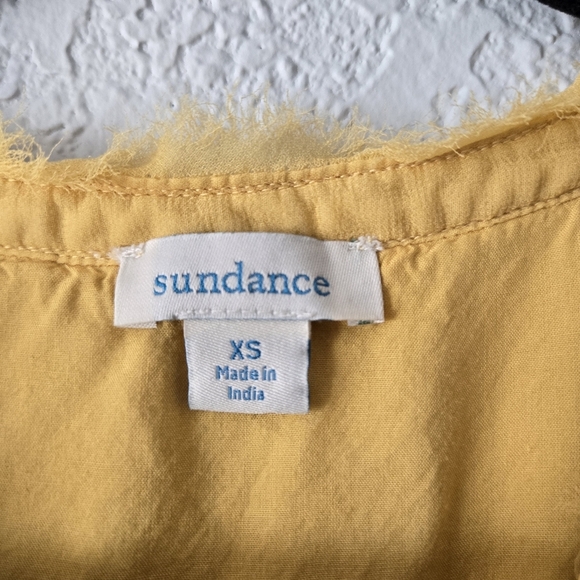 Sundance XS Yellow Button Down Sheer Lined Blouse - Embellished Sleeves - Picture 5 of 6